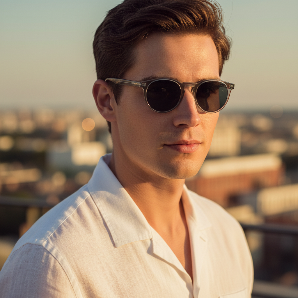 Gafas Riviera Round Crystal - Modelo hombre terraza