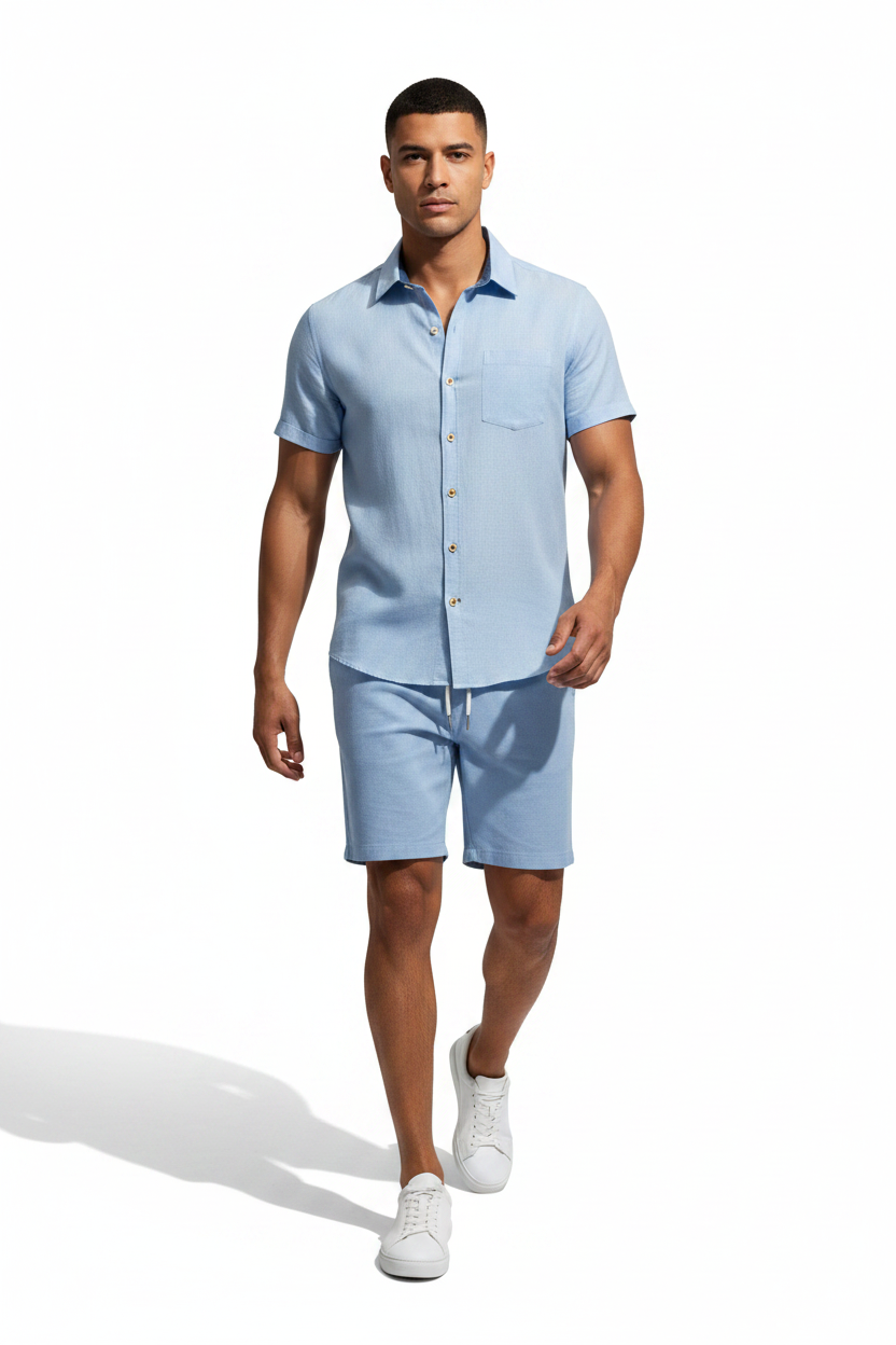 Conjunto Lino Premium Azul Claro — Lorenzomode