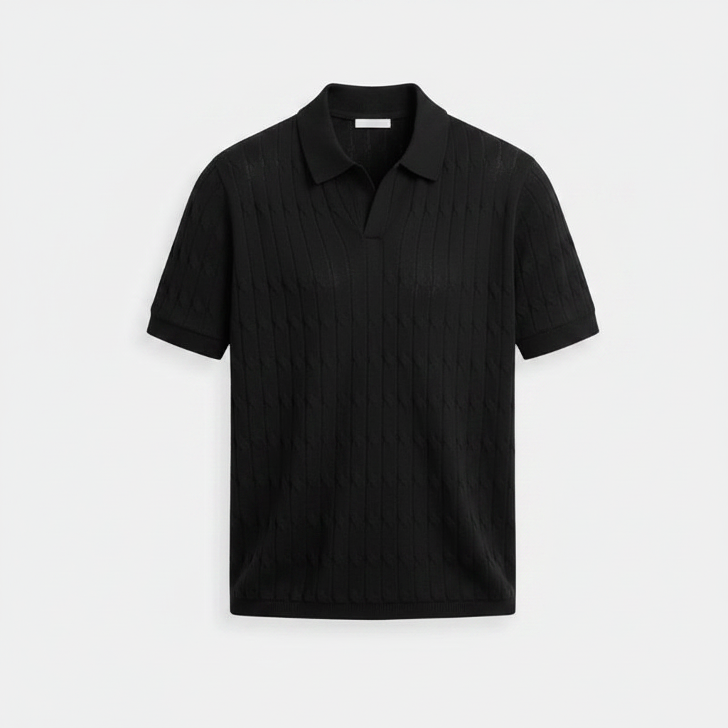 Polo Calado Manga Corta - Negro