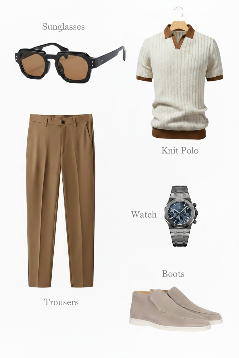 Lookbook con reloj plateado