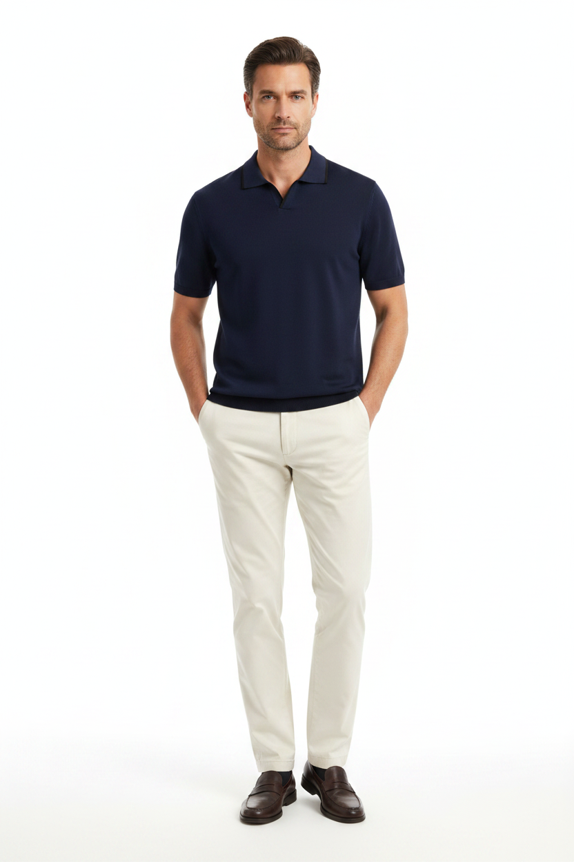 Modelo polo azul marino